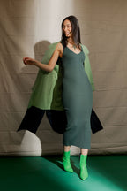 Forest Rib V Neck Dress