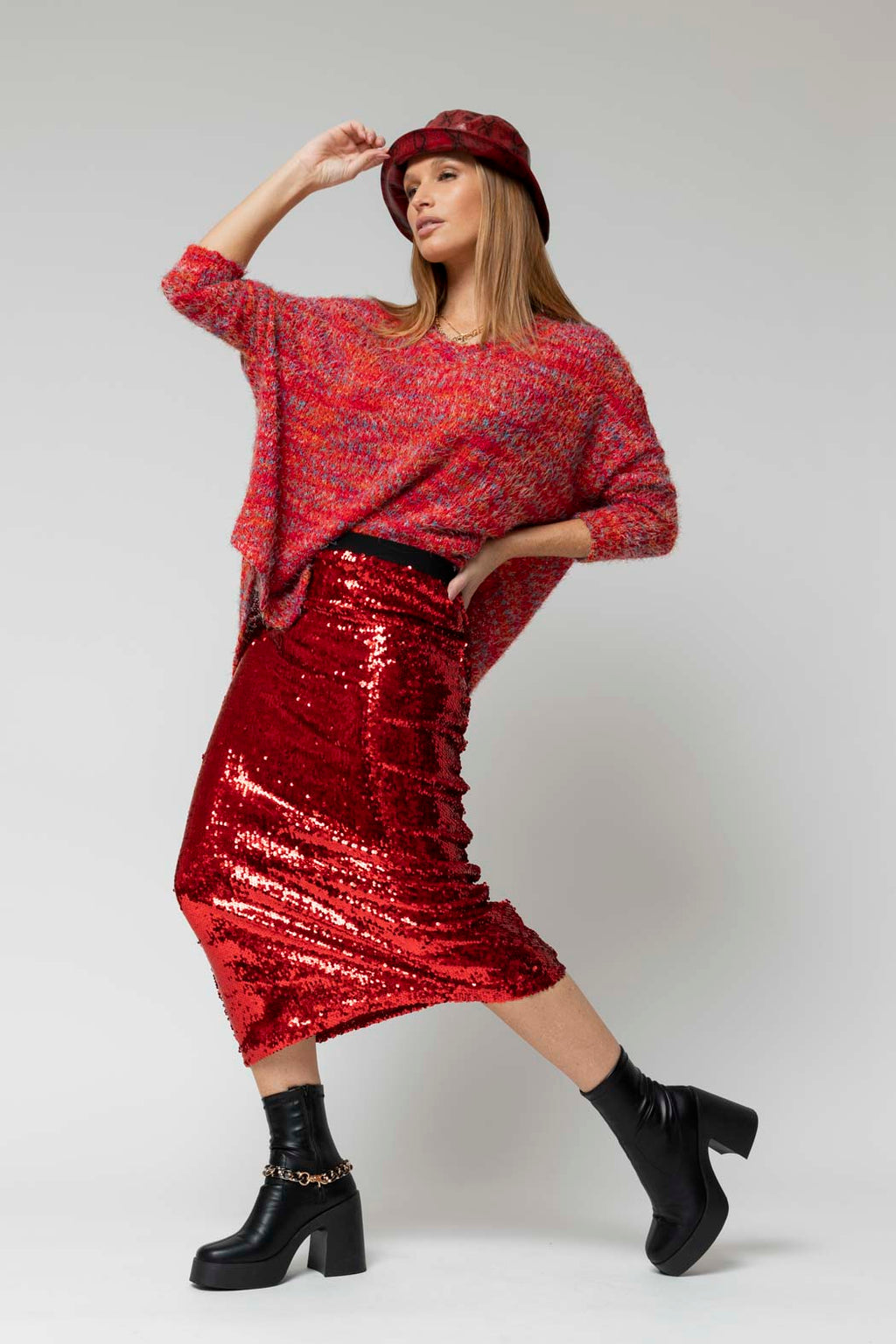 Red Sequin Skirt - Sale