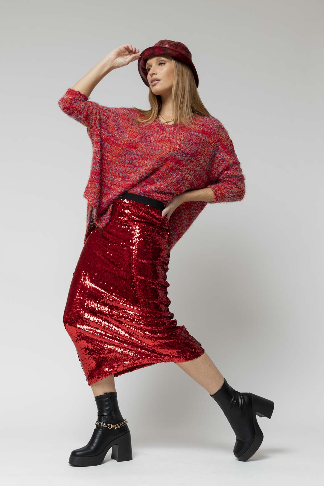 Red Sequin Skirt - Sale