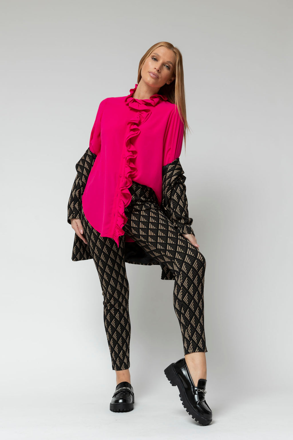 Pink Double Frill Blouse