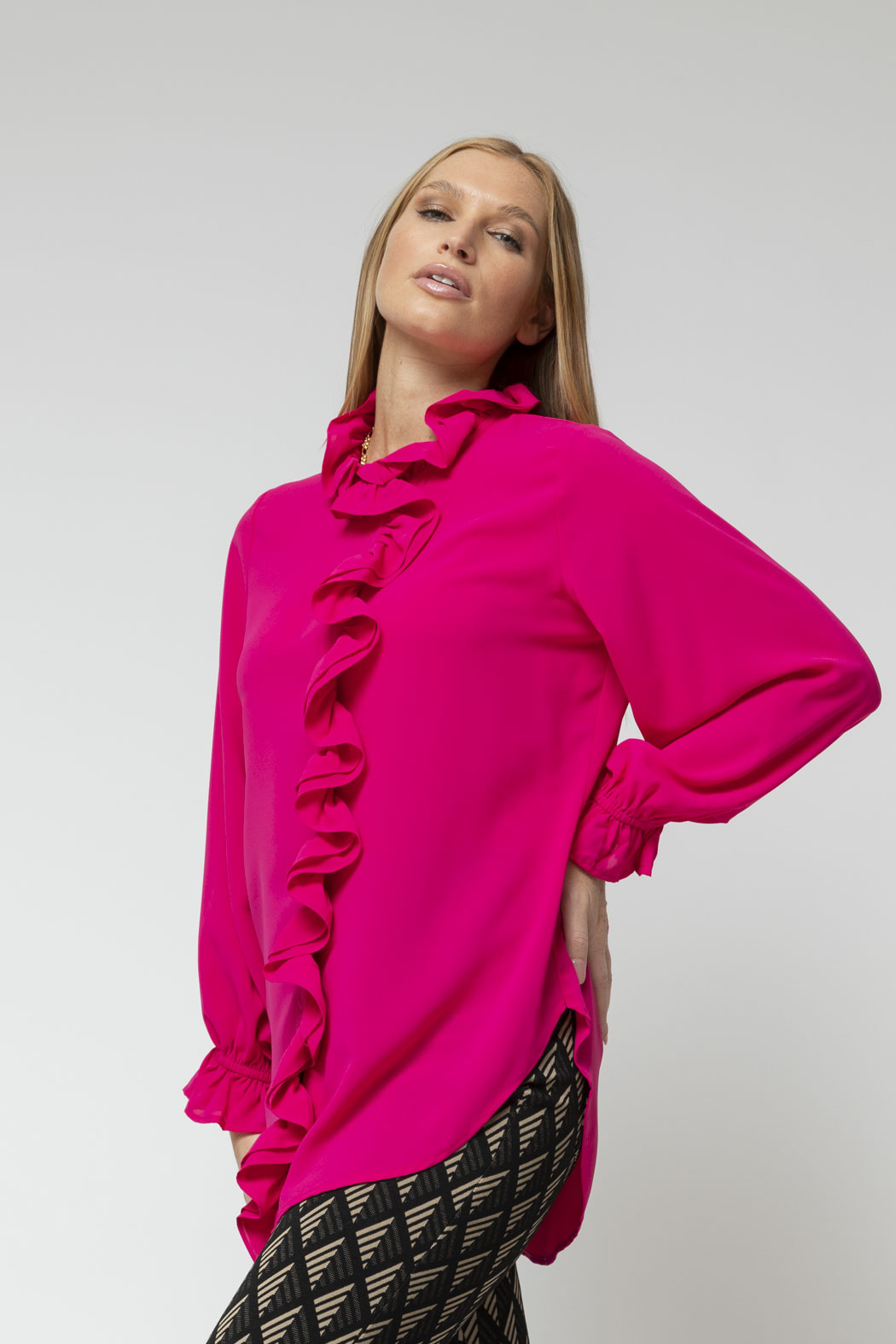 Pink Double Frill Blouse