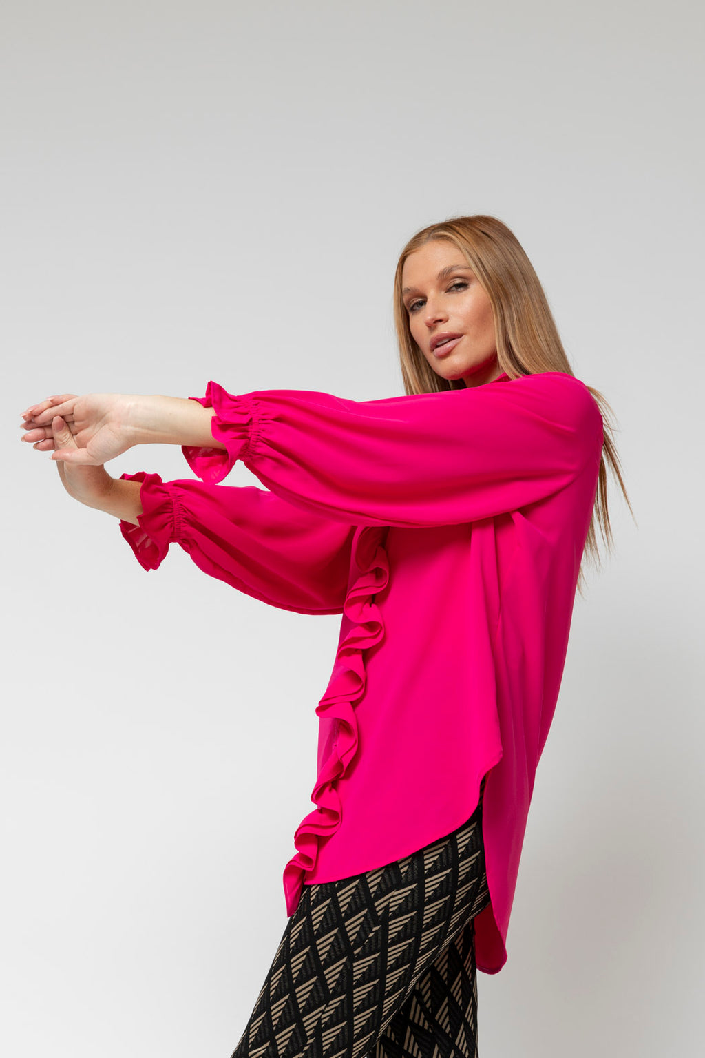 Pink Double Frill Blouse