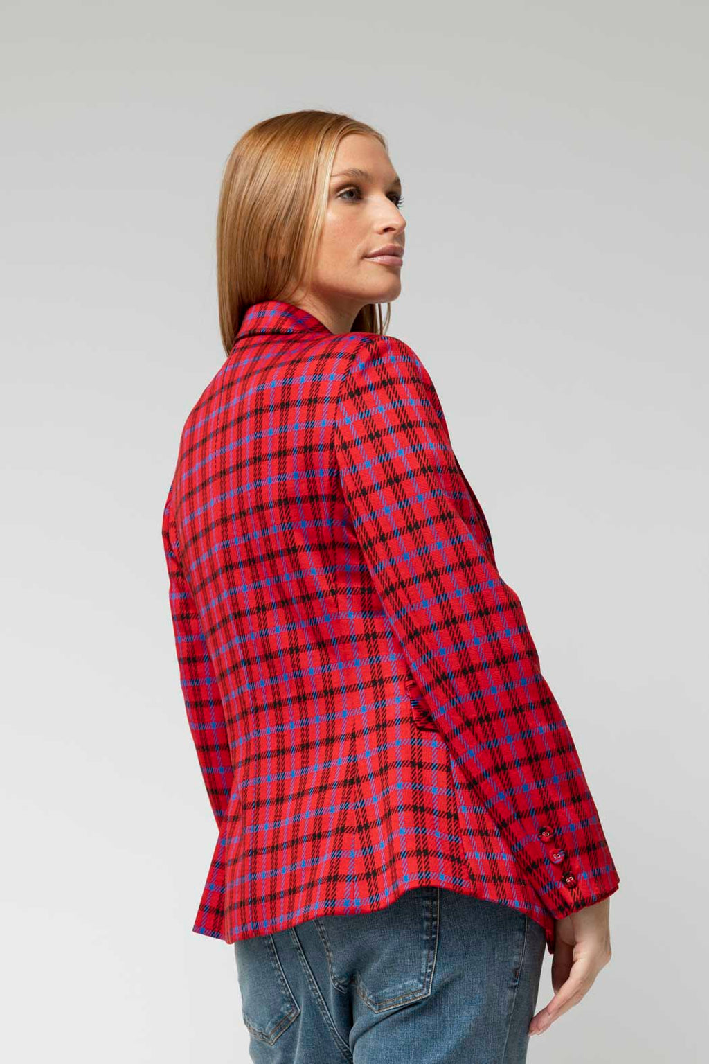 Red Ponte Check Sisca Blazer