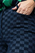 Navy Check Luna Ponte Pant