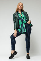 Navy Check Luna Ponte Pant