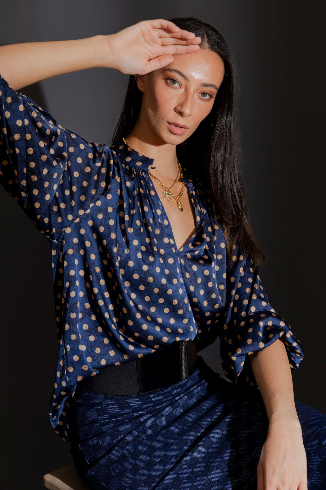 Navy Spot Bailey Blouse