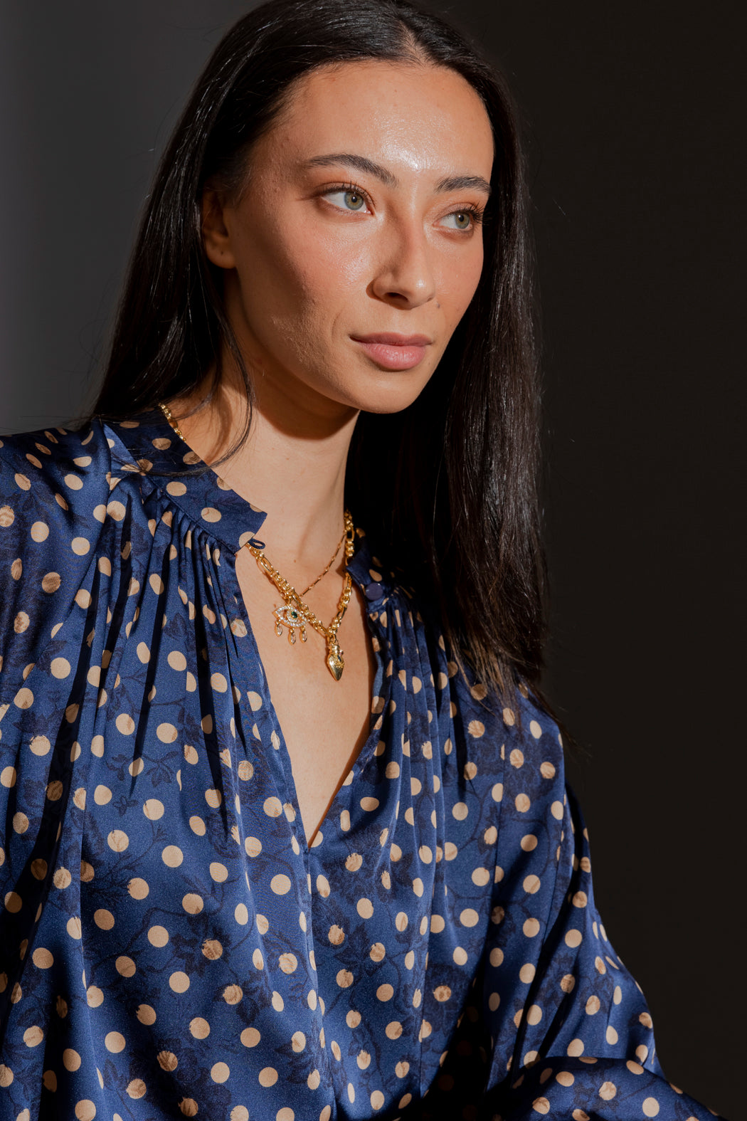 Navy Spot Bailey Blouse