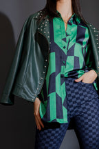 Green Navy Milano Silky Shirt