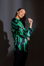 Green Navy Milano Silky Shirt