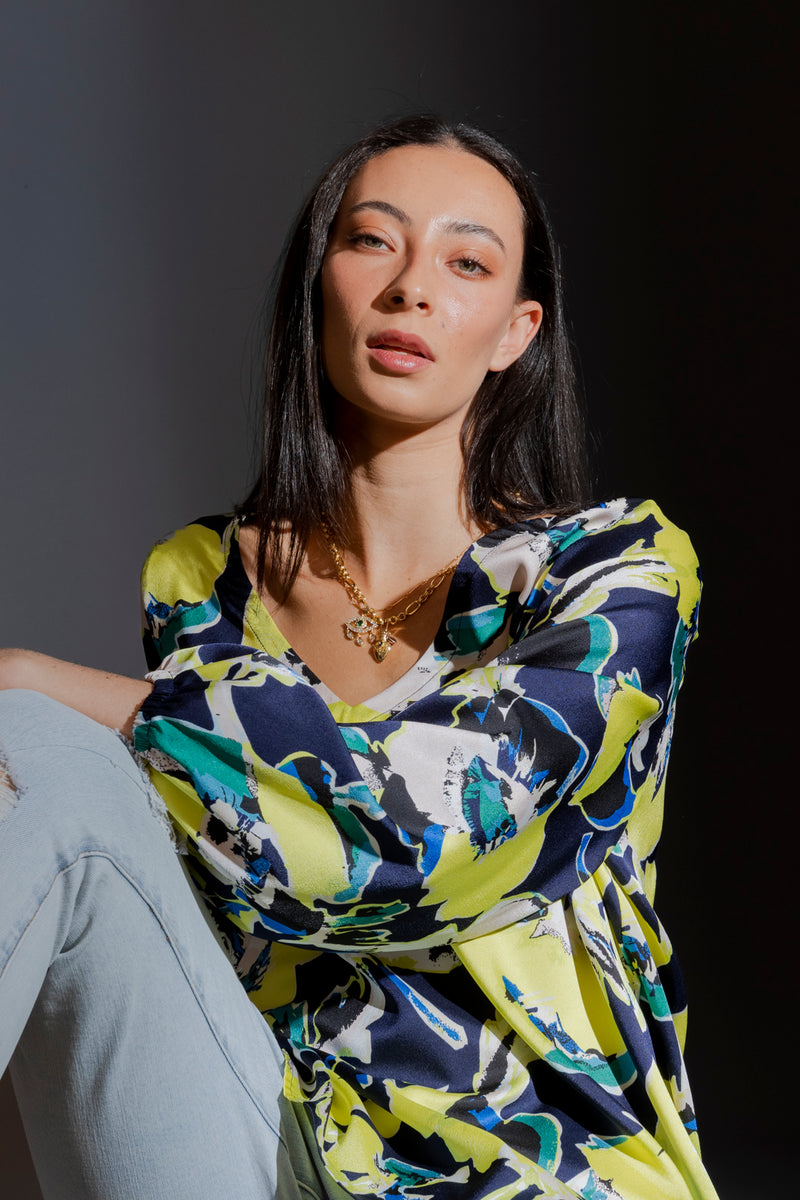 Floral Ruby Silky Blouse