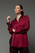 Burgundy Charlie Silky Shirt