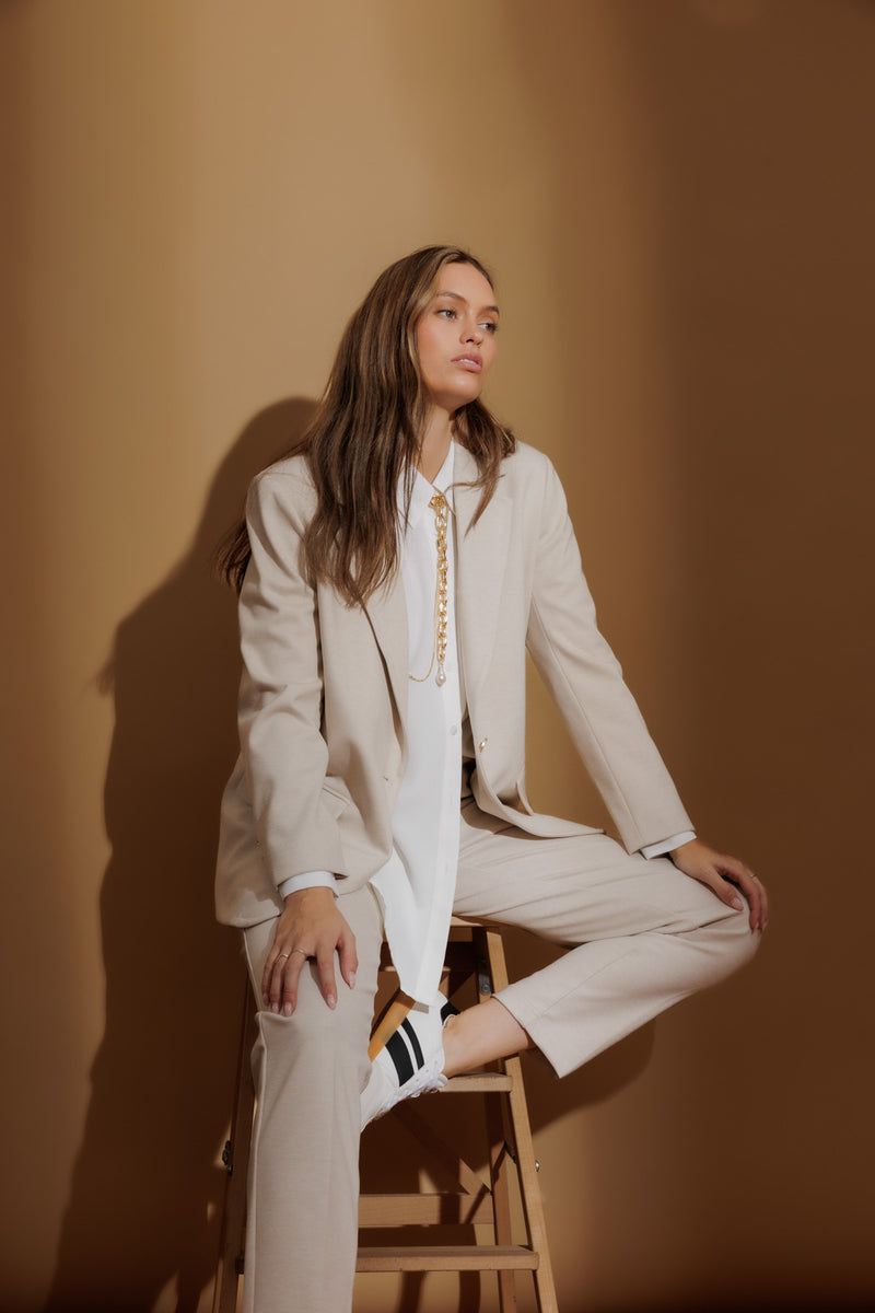 Oatmeal Natural Blend Boyfriend Blazer