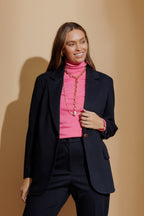 Navy Lux Natural Blend Boyfriend Blazer