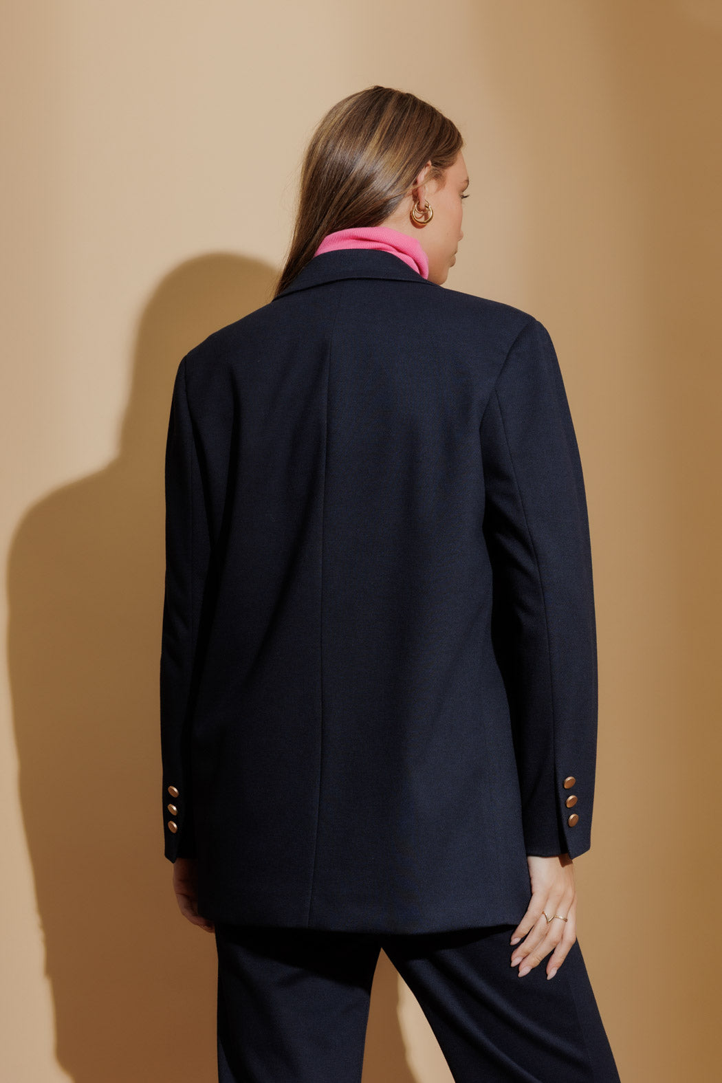 Navy Lux Natural Blend Boyfriend Blazer