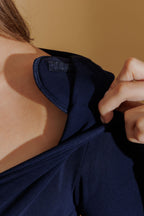 Navy Tencel Long Sleeve Lust Top