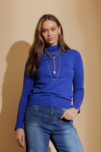 Cobalt Fine Knit Roll Neck Jumper Cobalt S