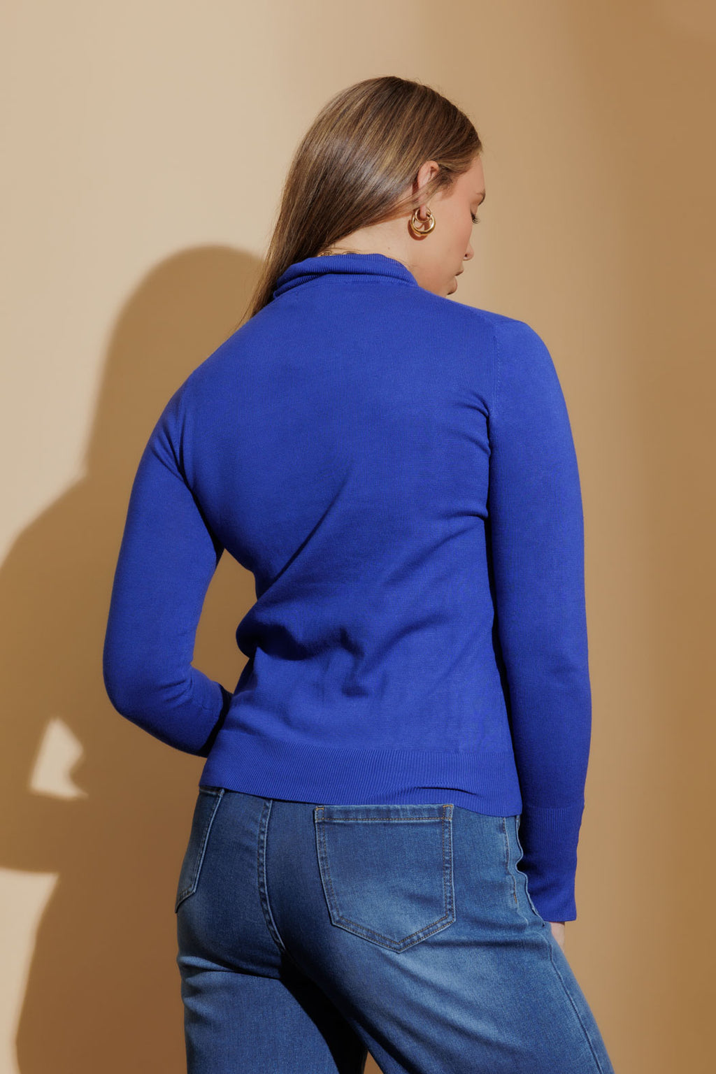 Cobalt Fine Knit Roll Neck Jumper Cobalt S