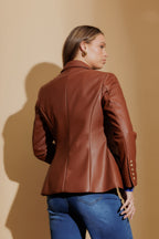 Tan Faux Leather Sisca Blazer