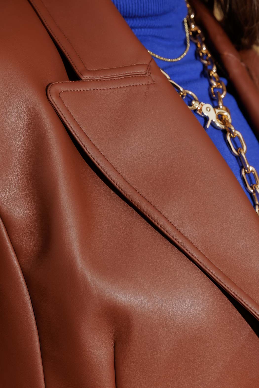 Tan Faux Leather Sisca Blazer
