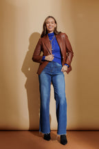Tan Faux Leather Sisca Blazer