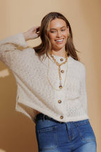 Ivory Fluffy Knit Cardi