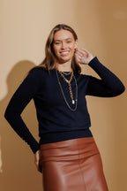 Navy Fine Knit Crew Jumper Navy S