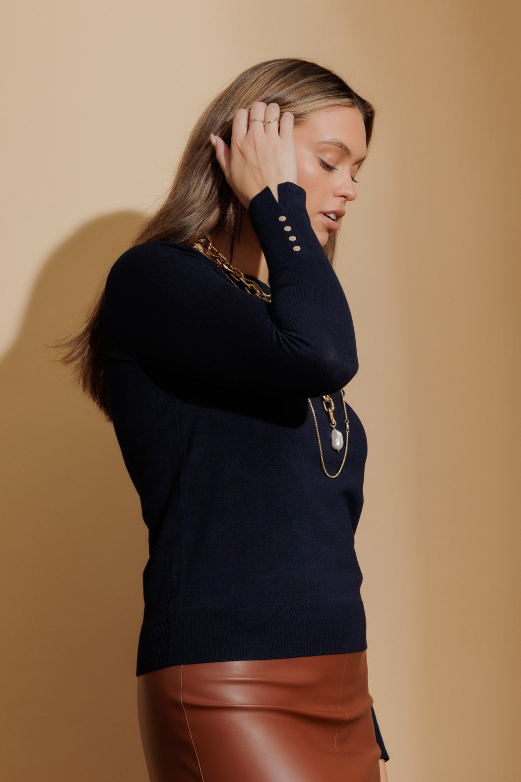 Navy Fine Knit Crew Jumper Navy S