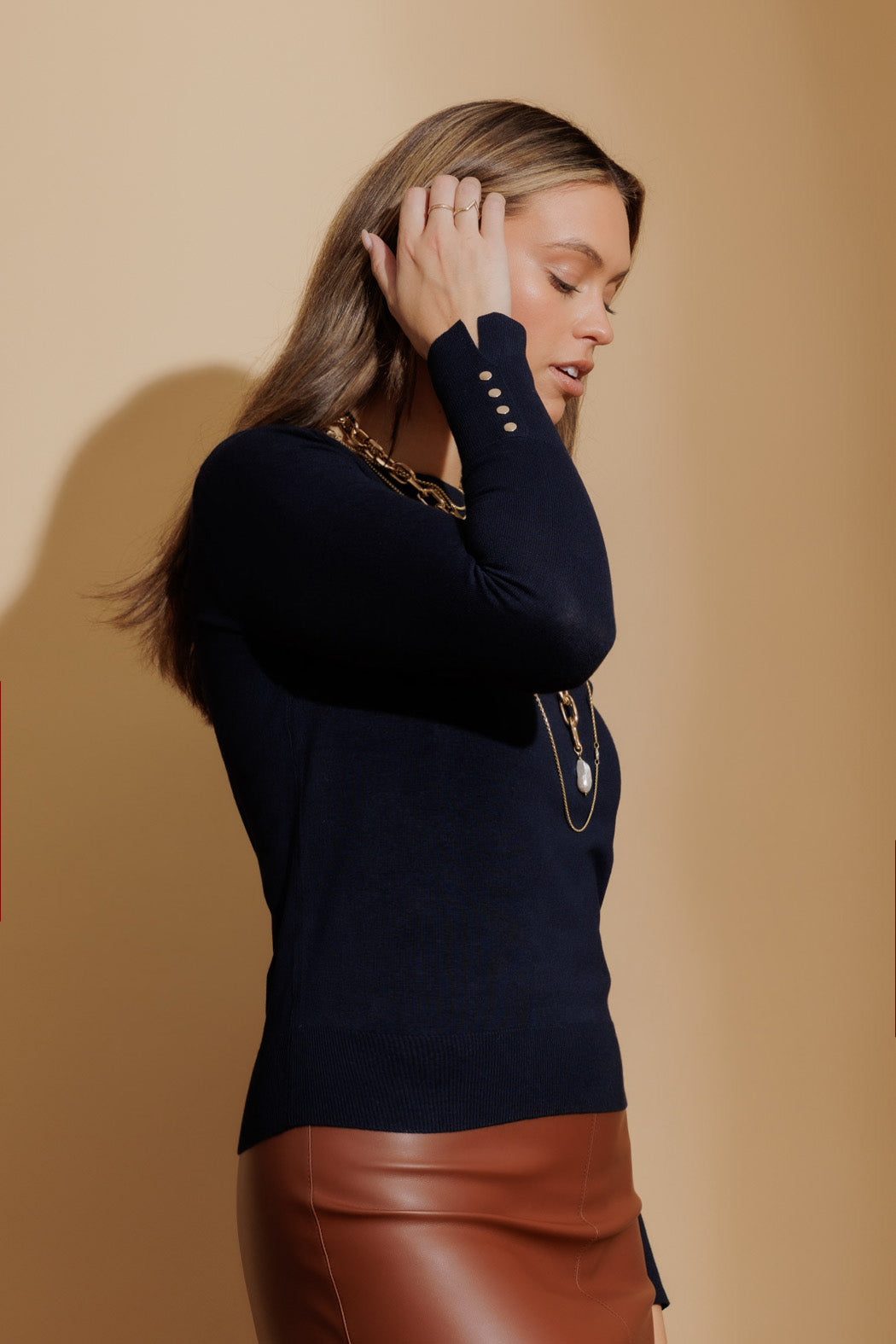 Navy Fine Knit Crew Jumper Navy S