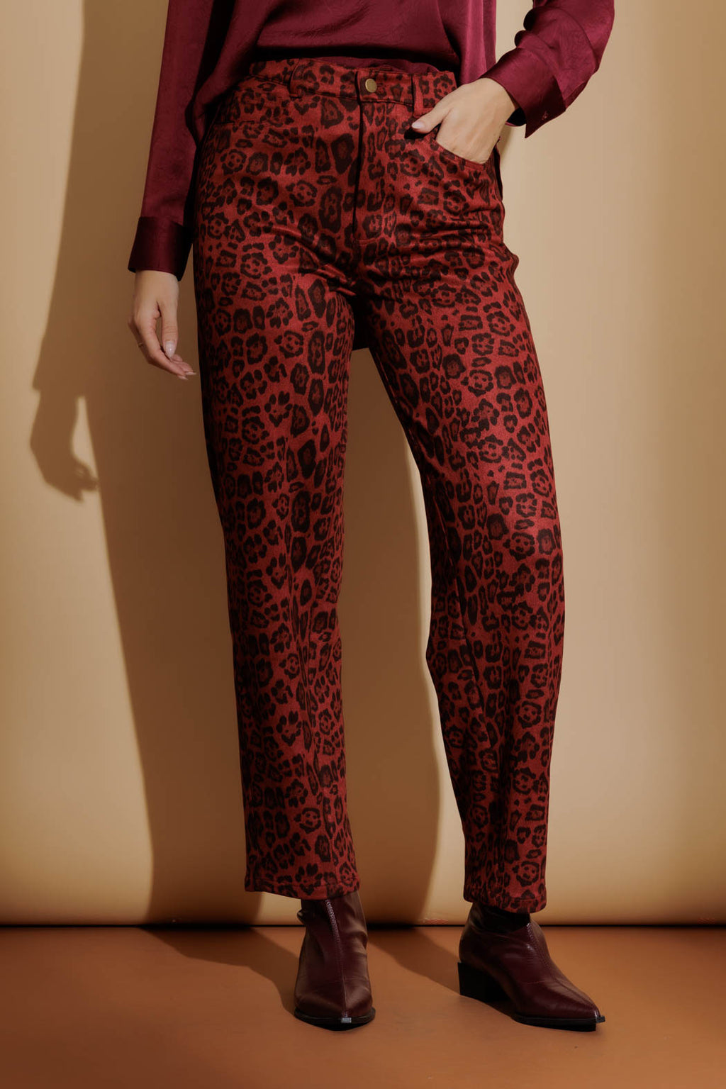 Red Animal Suede Barrel Pant Red Animal