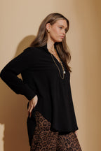 Black Luxury Longline Milan Blogger Shirt