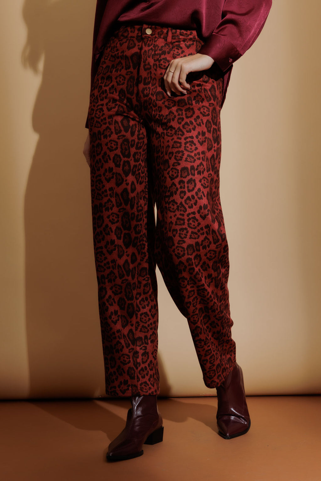 Red Animal Suede Barrel Pant Red Animal