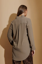Khaki Luxury Longline Milan Blogger Shirt