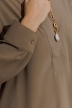 Khaki Luxury Longline Milan Blogger Shirt