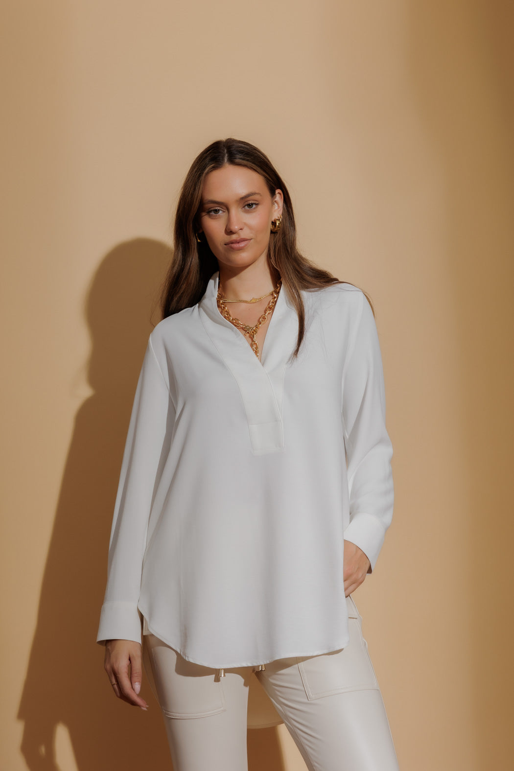 White Luxury Longline Milan Blogger Shirt