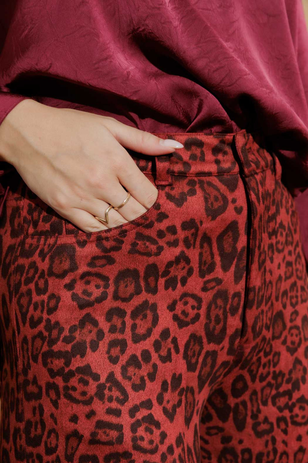 Red Animal Suede Barrel Pant Red Animal