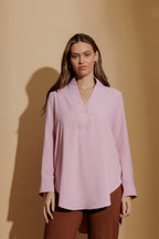 Pale Pink Luxury Longline Milan Blogger Shirt Pale Pink