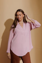 Pale Pink Luxury Longline Milan Blogger Shirt Pale Pink