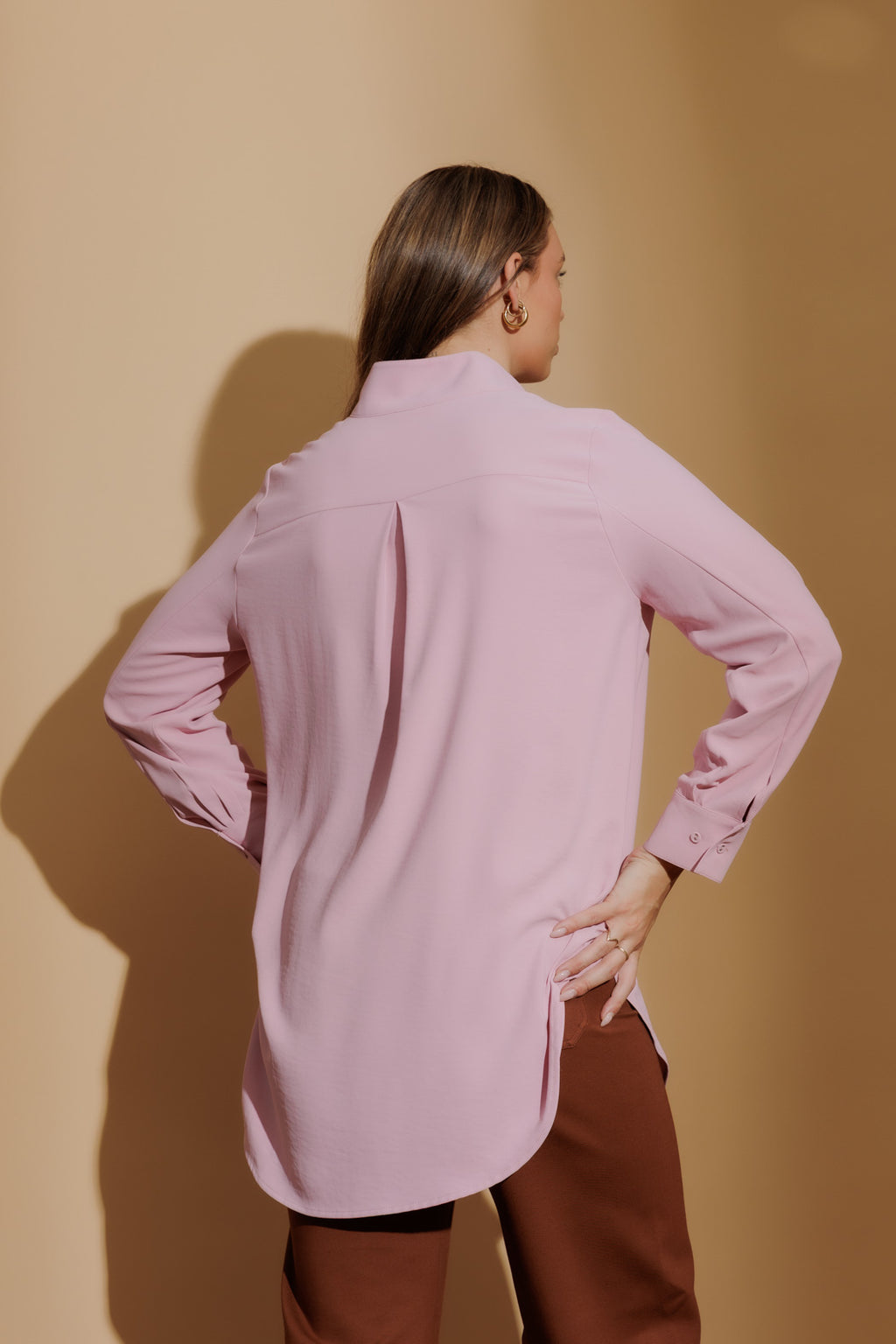 Pale Pink Luxury Longline Milan Blogger Shirt Pale Pink