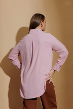 Pale Pink Luxury Longline Milan Blogger Shirt Pale Pink