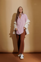 Pale Pink Luxury Longline Milan Blogger Shirt Pale Pink