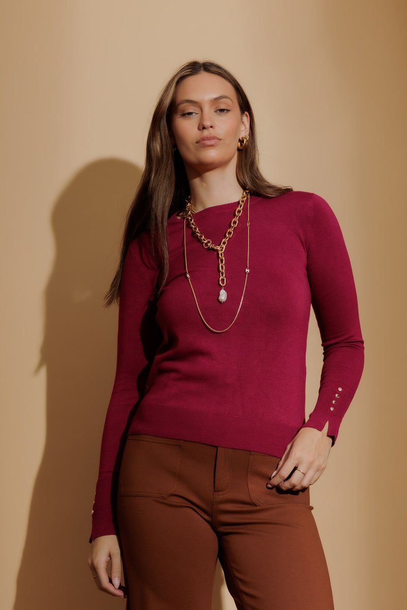 Fuschia Fine Knit Crew Jumper Fuchsia S