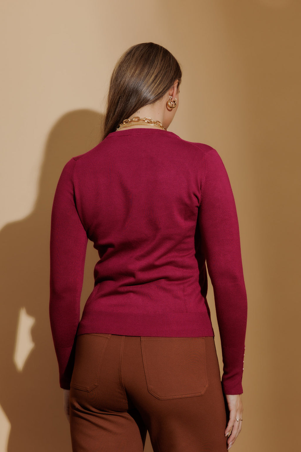 Fuschia Fine Knit Crew Jumper Fuchsia S