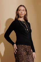 Black Fine Knit Crew Jumper Black S