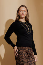 Black Fine Knit Crew Jumper Black S