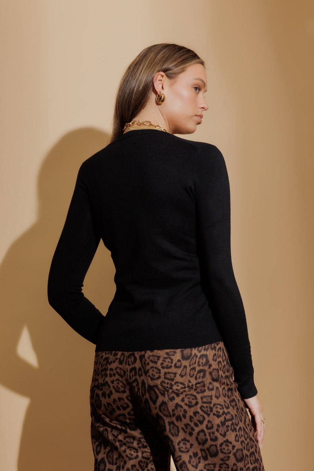 Black Fine Knit Crew Jumper Black S