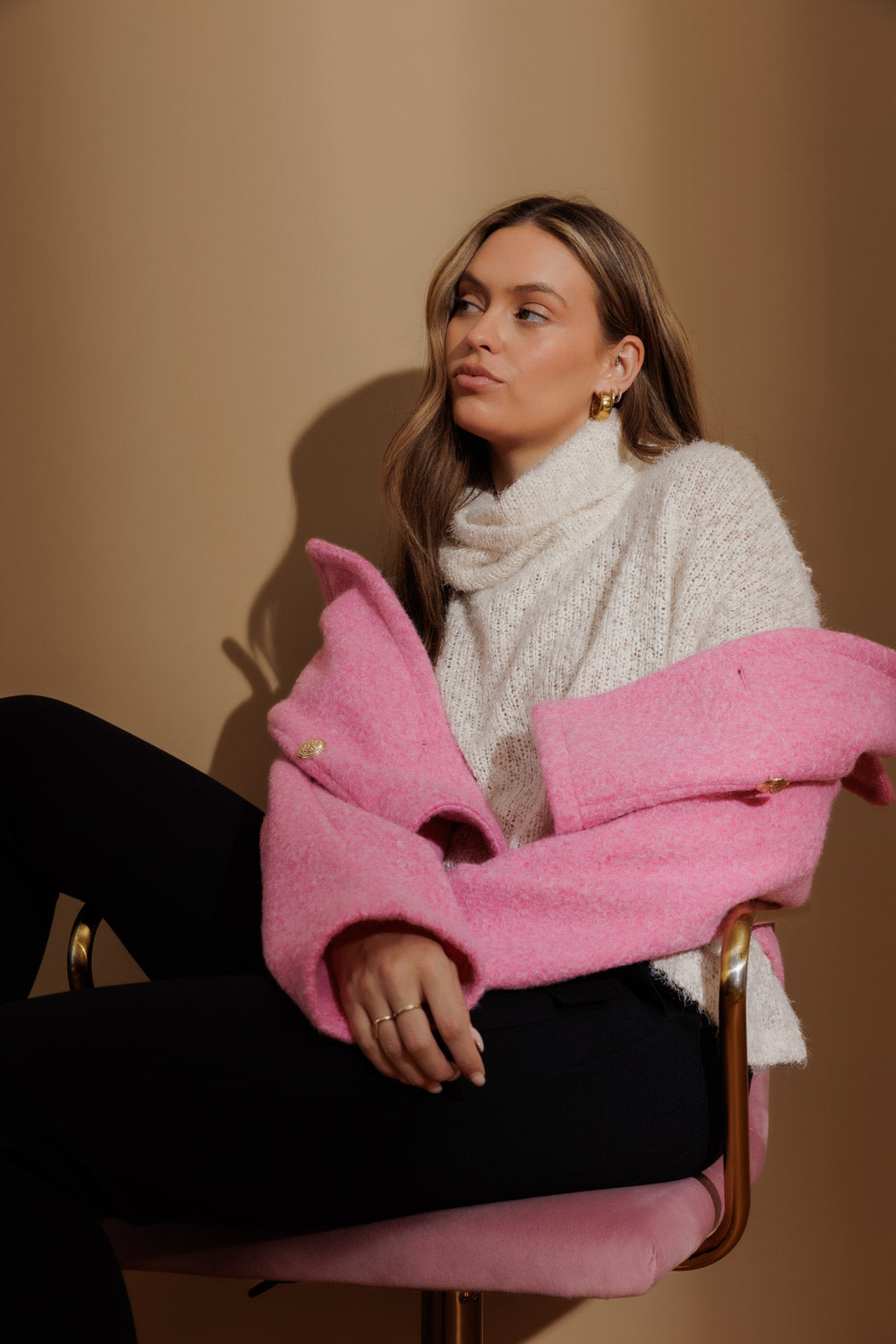 Ivory Fluffy Roll Neck Jumper