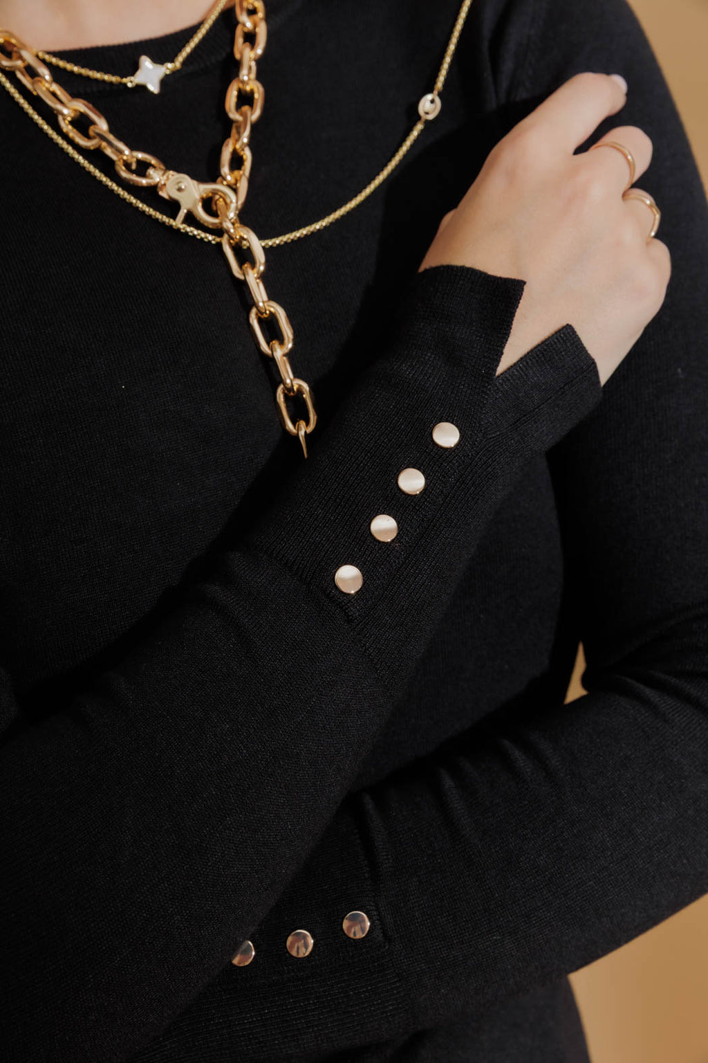 Black Fine Knit Crew Jumper Black S