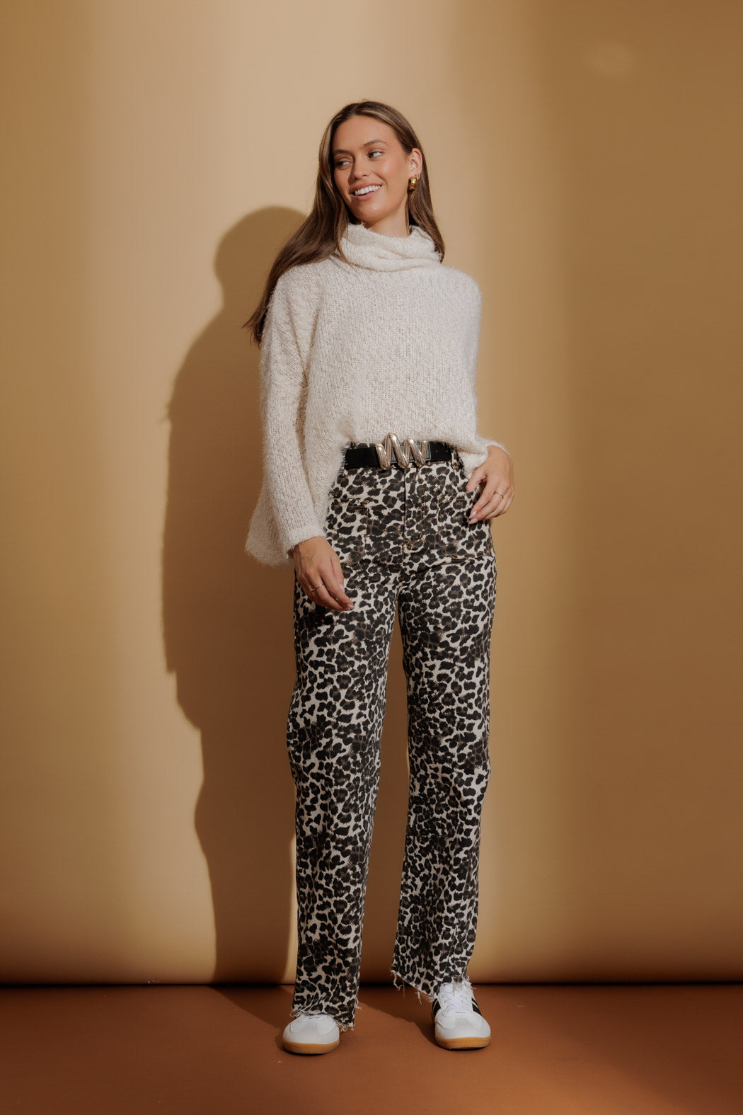 Ivory Fluffy Roll Neck Jumper