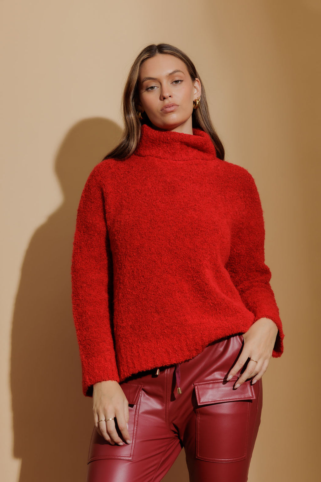 Red Knobby Knit Jumper Red S