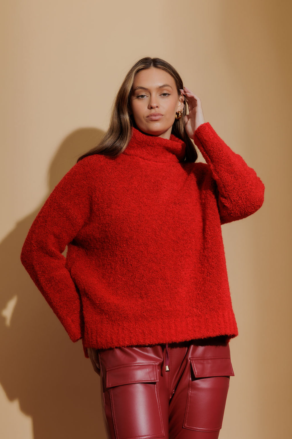Red Knobby Knit Jumper Red S